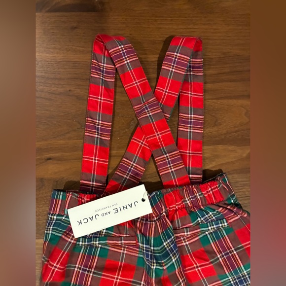 NWT- Janie and Jack Red Plaid Suspender Pants - Picture 5 of 5